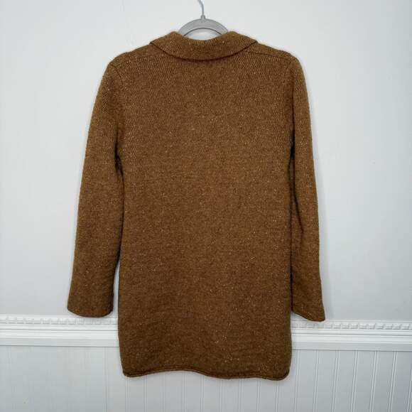 J Crew Chunky Knit Brown Cardigan Lambswool Preppy Long Sweater Grandpa - Picture 8 of 10